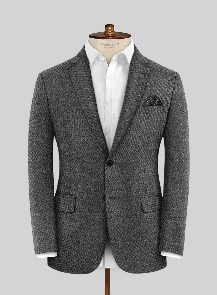 Hardy Minnis Dark Gray Sharkskin Wool Jacket - StudioSuits