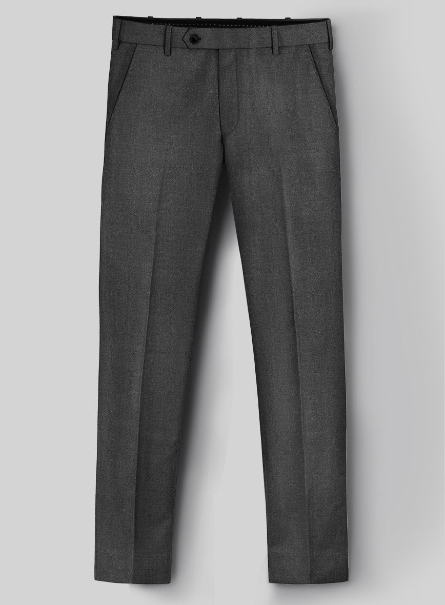 Hardy Minnis Dark Gray Sharkskin Wool Pants - StudioSuits