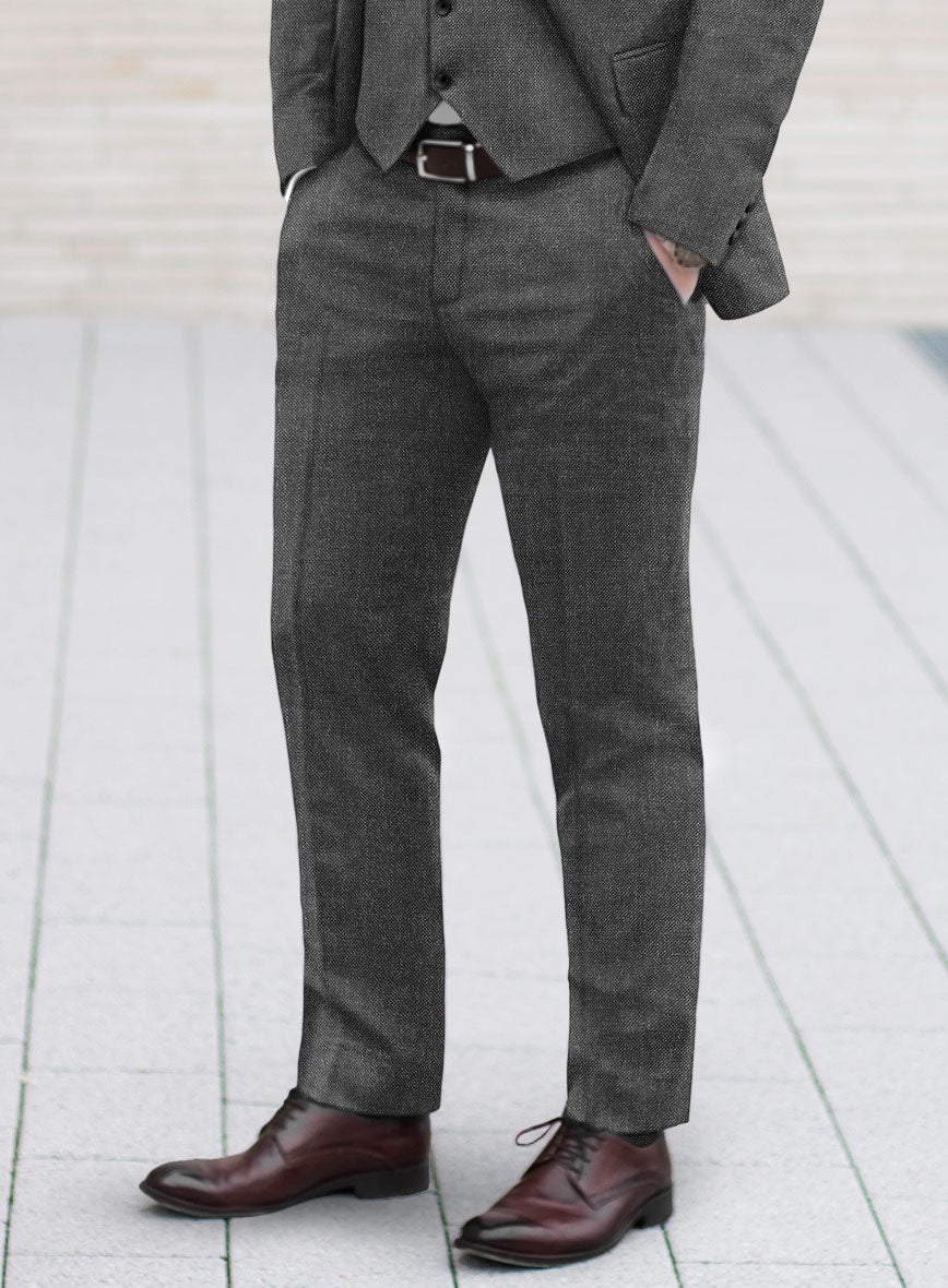 Hardy Minnis Dark Gray Sharkskin Wool Pants - StudioSuits