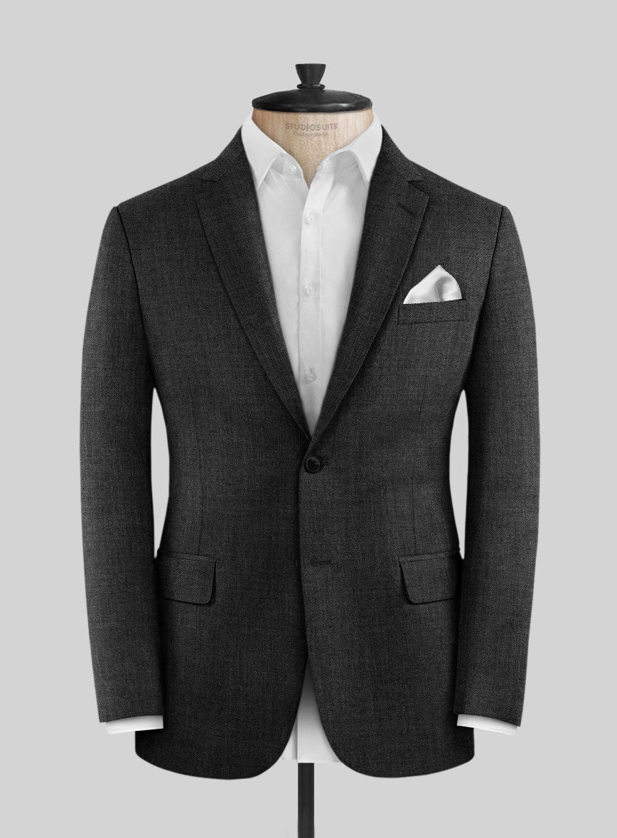 Hardy Minnis Dark Gray Twill Wool Jacket - StudioSuits