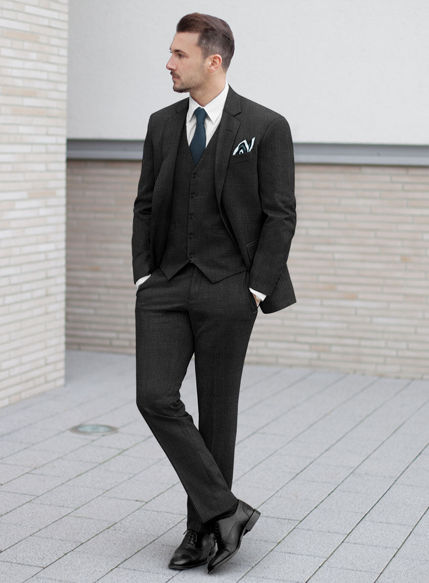 Hardy Minnis Dark Gray Twill Wool Suit - StudioSuits