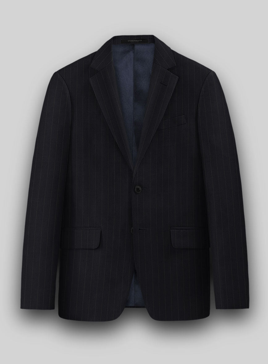 Hardy Minnis Deep Blue Chalkstripe Wool Jacket - StudioSuits