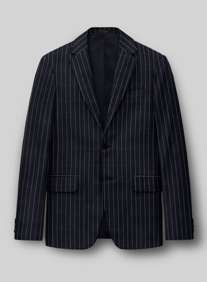 Hardy Minnis Deep Blue Rope Stripe Wool Jacket - StudioSuits