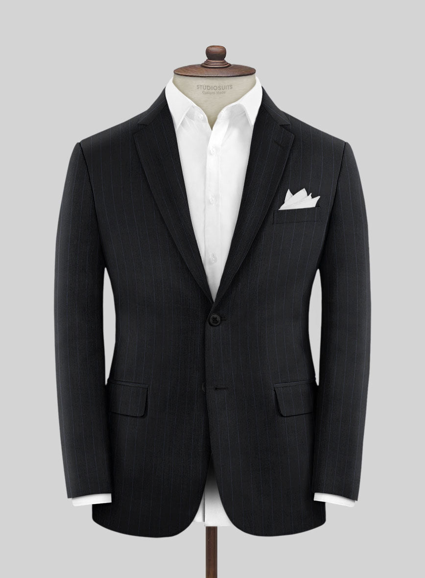 Hardy Minnis Midnight Blue Chalkstripe Wool Jacket - StudioSuits