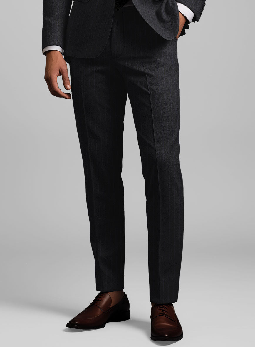 Hardy Minnis Midnight Blue Chalkstripe Wool Pant - StudioSuits