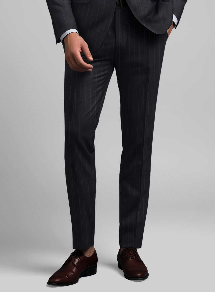 Hardy Minnis Midnight Blue Pinstripe Wool Pants - StudioSuits