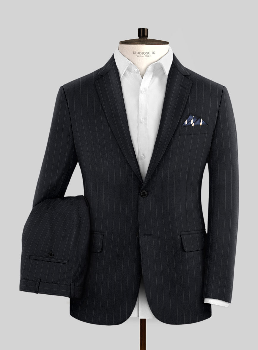 Hardy Minnis Midnight Blue Pinstripe Wool Suit - StudioSuits