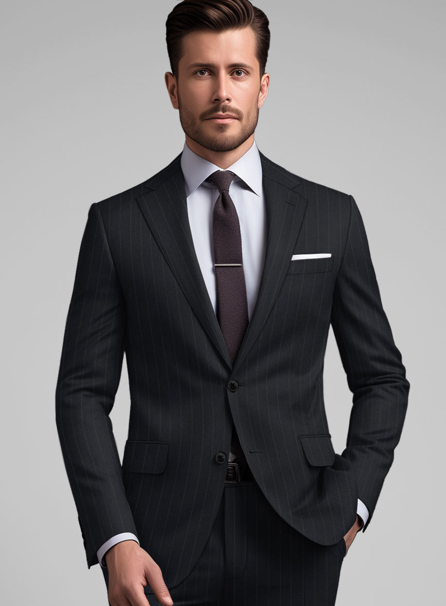 Hardy Minnis Midnight Blue Pinstripe Wool Suit - StudioSuits