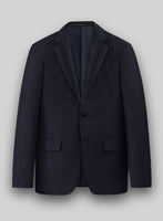 Hardy Minnis Navy Blue Herringbone Wool Jacket - StudioSuits