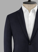 Hardy Minnis Navy Blue Herringbone Wool Jacket - StudioSuits