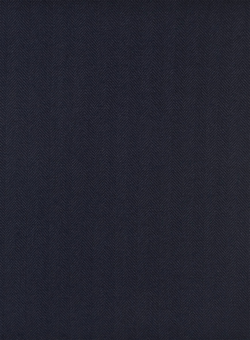 Hardy Minnis Navy Blue Herringbone Wool Pants - StudioSuits