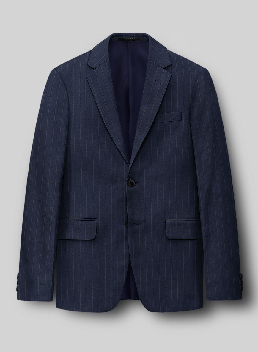 Hardy Minnis Navy Blue Pinstripe Wool Jacket - StudioSuits