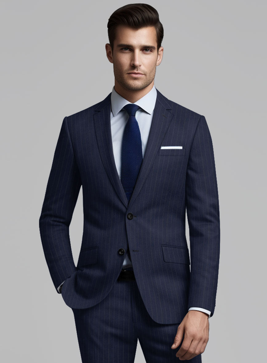 Hardy Minnis Navy Blue Pinstripe Wool Jacket - StudioSuits