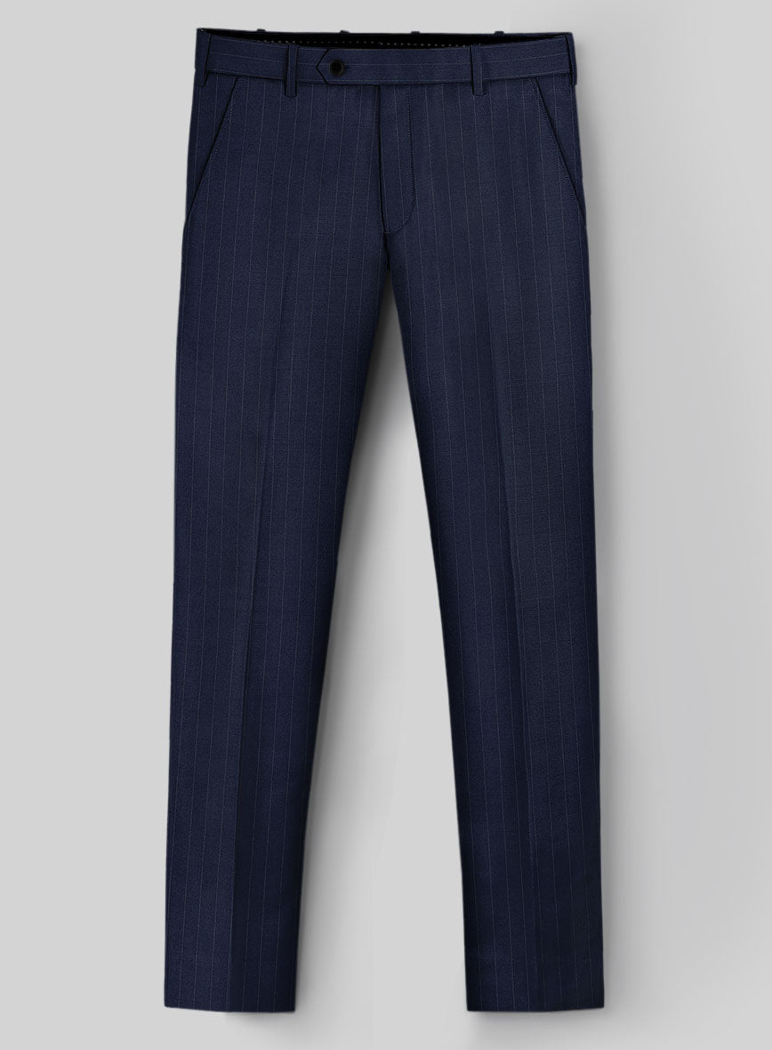 Hardy Minnis Navy Blue Pinstripe Wool Pants - StudioSuits