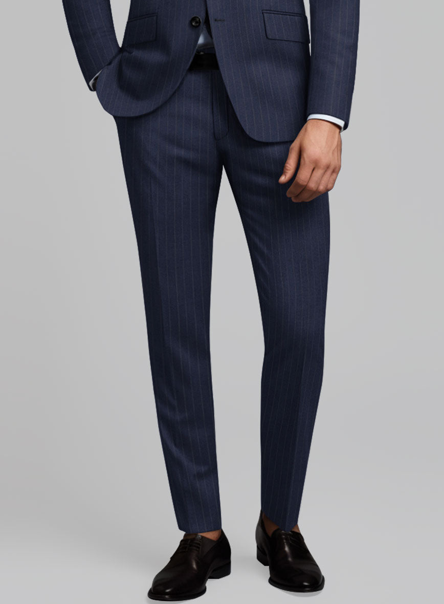 Hardy Minnis Navy Blue Pinstripe Wool Pants - StudioSuits