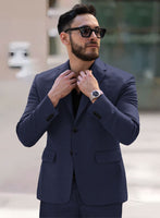 Hardy Minnis Navy Blue Twill Wool Jacket - StudioSuits