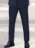 Hardy Minnis Navy Blue Twill Wool Pants - StudioSuits