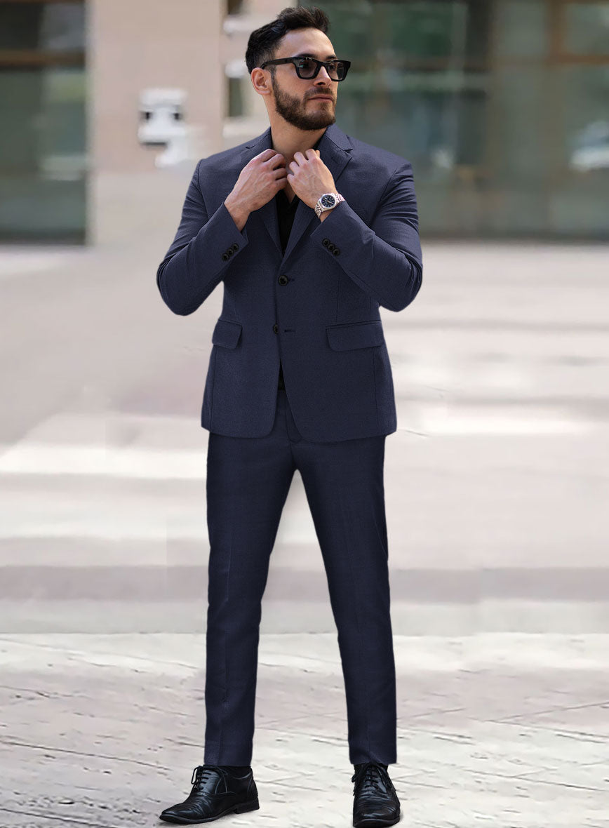 Hardy Minnis Navy Blue Twill Wool Suit - StudioSuits