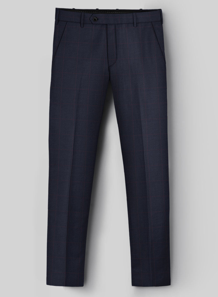 Hardy Minnis Pane Blue Wool Pants - StudioSuits