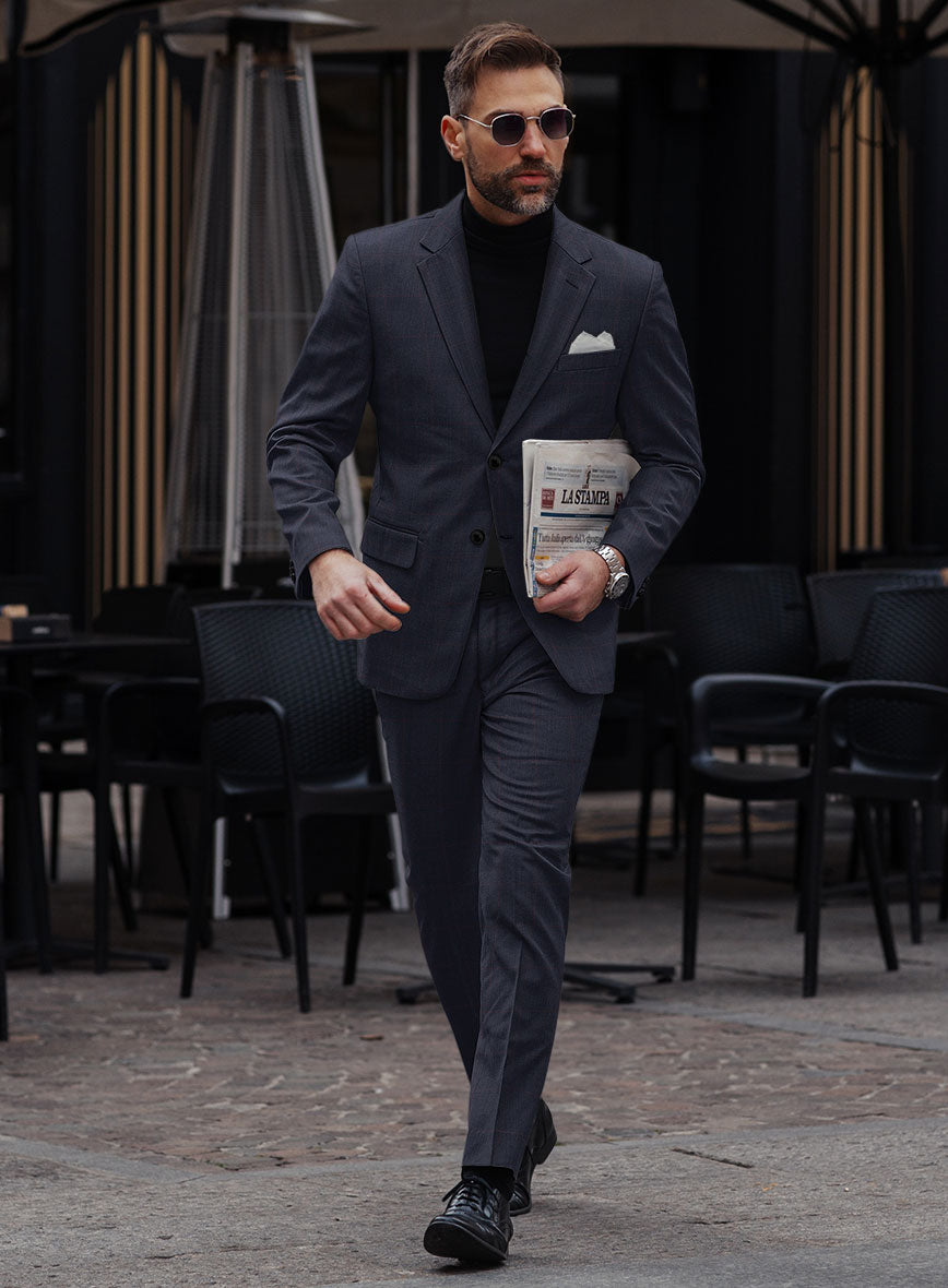 Hardy Minnis Pane Blue Wool Suit - StudioSuits