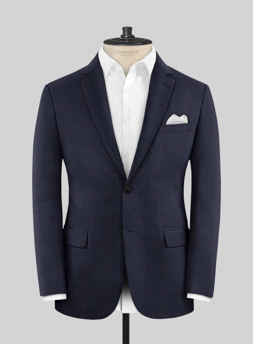 Hardy Minnis Pane Blue Wool Suit - StudioSuits