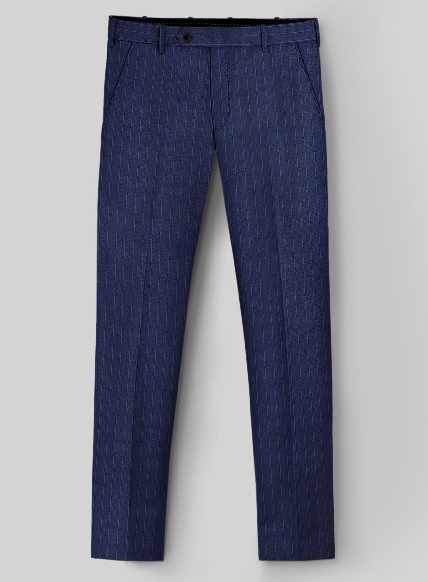 Hardy Minnis Royal Blue Pinstripe Wool Pants - StudioSuits