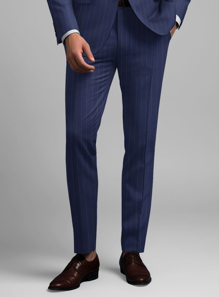 Hardy Minnis Royal Blue Pinstripe Wool Pants - StudioSuits