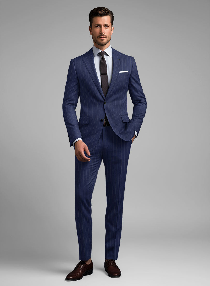 Hardy Minnis Royal Blue Pinstripe Wool Suit - StudioSuits