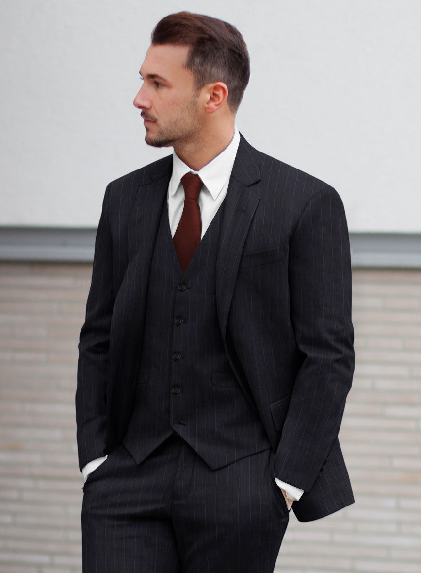 Hardy Minnis Blue Chalkstripe Wool Suit - StudioSuits