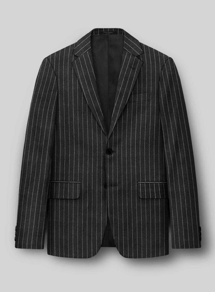 Hardy Minnis Charcoal Rope Stripe Wool Jacket - StudioSuits