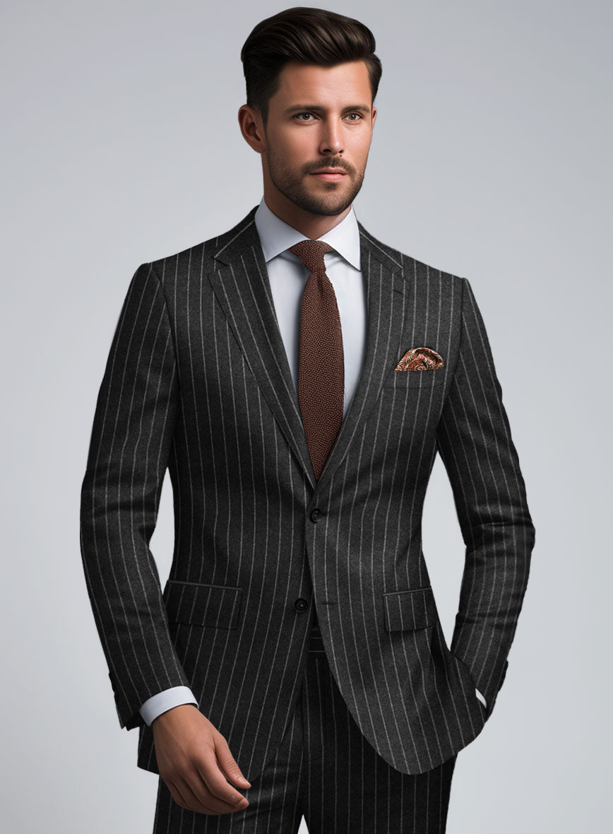 Hardy Minnis Charcoal Rope Stripe Wool Jacket - StudioSuits