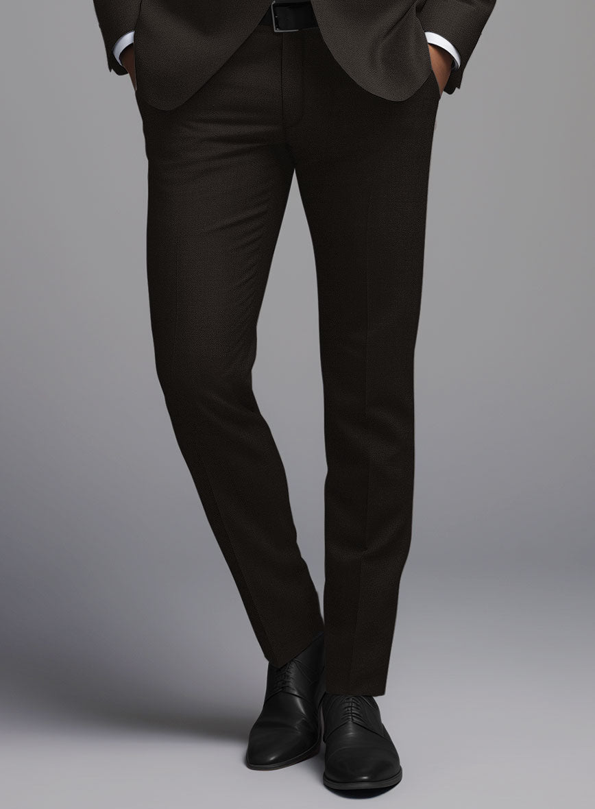 Hardy Minnis Deep Brown Twill Wool Pants - StudioSuits