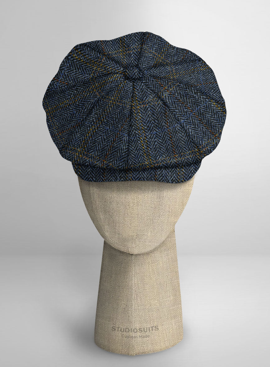 Harris Tweed Country Blue Newsboy Cap - StudioSuits