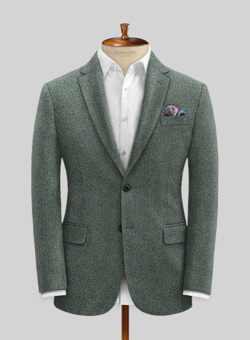 Harris Tweed Wide Herringbone Green Suit - StudioSuits