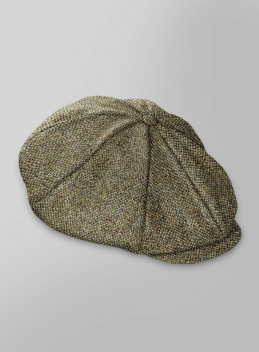 Harris Tweed Barley Brown Newsboy Cap - StudioSuits