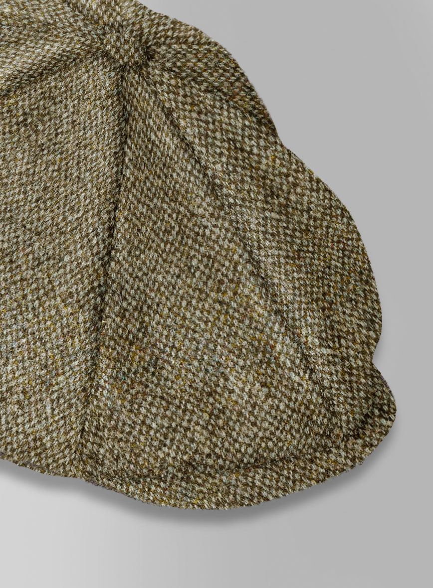 Harris Tweed Barley Brown Newsboy Cap - StudioSuits