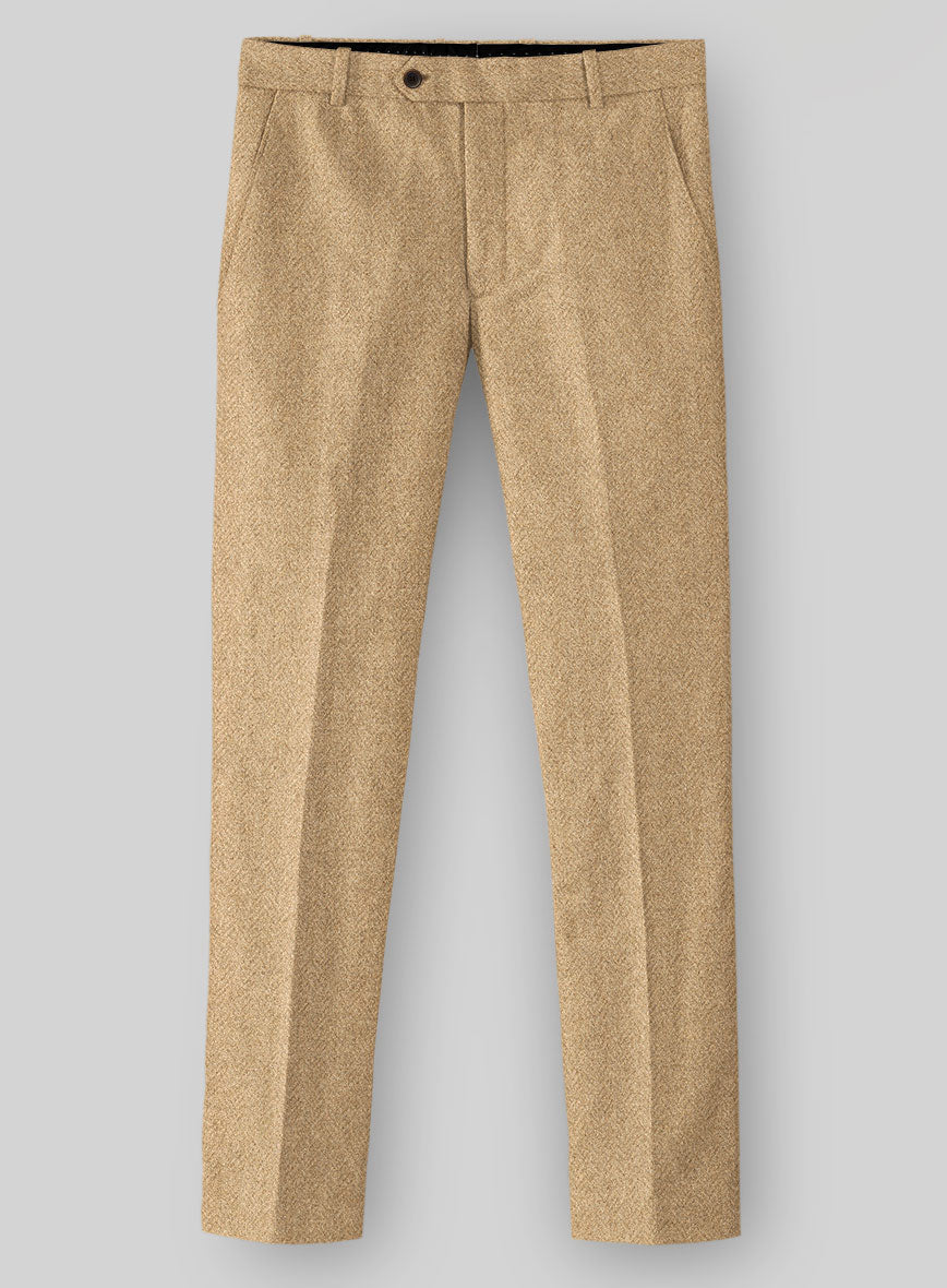 Harris Tweed Beige Herringbone Pants - StudioSuits