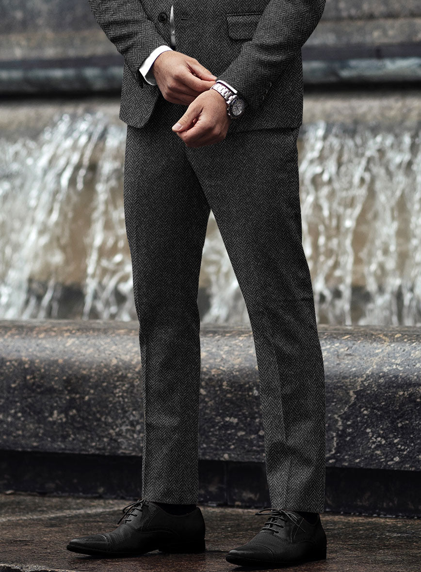 Harris Tweed Charcoal Herringbone Suit - StudioSuits