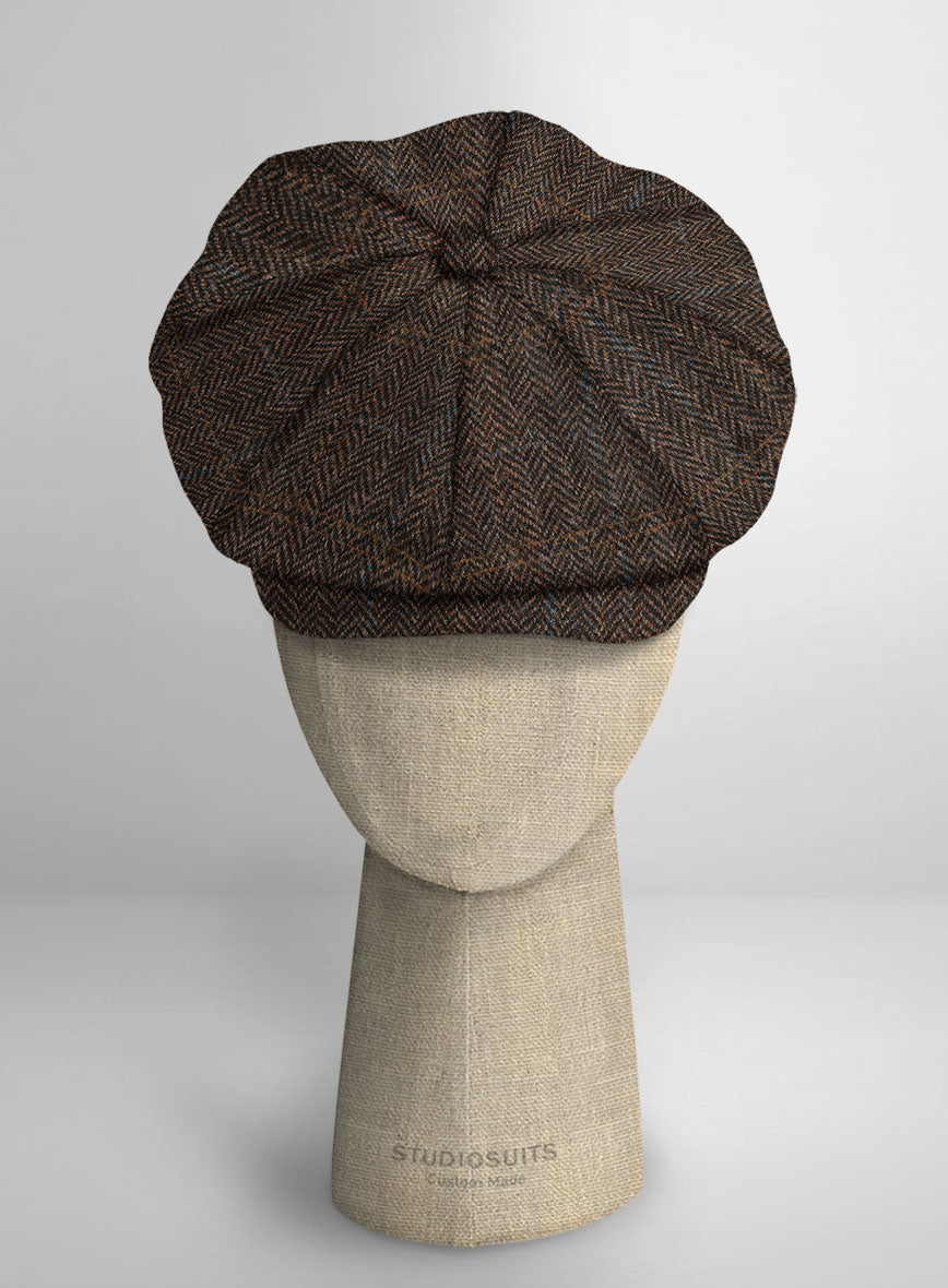 Harris Tweed Country Dark Brown Newsboy Cap - StudioSuits