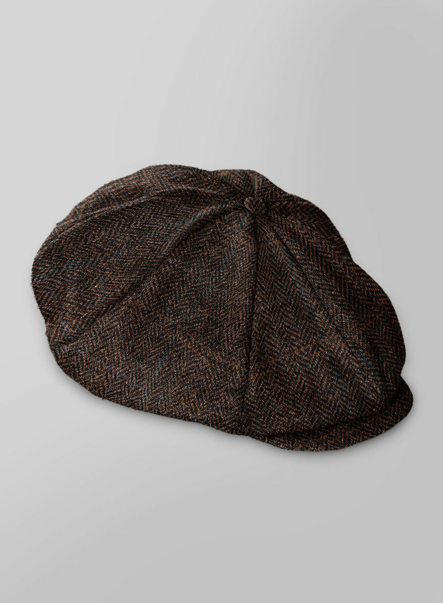 Harris Tweed Country Dark Brown Newsboy Cap - StudioSuits