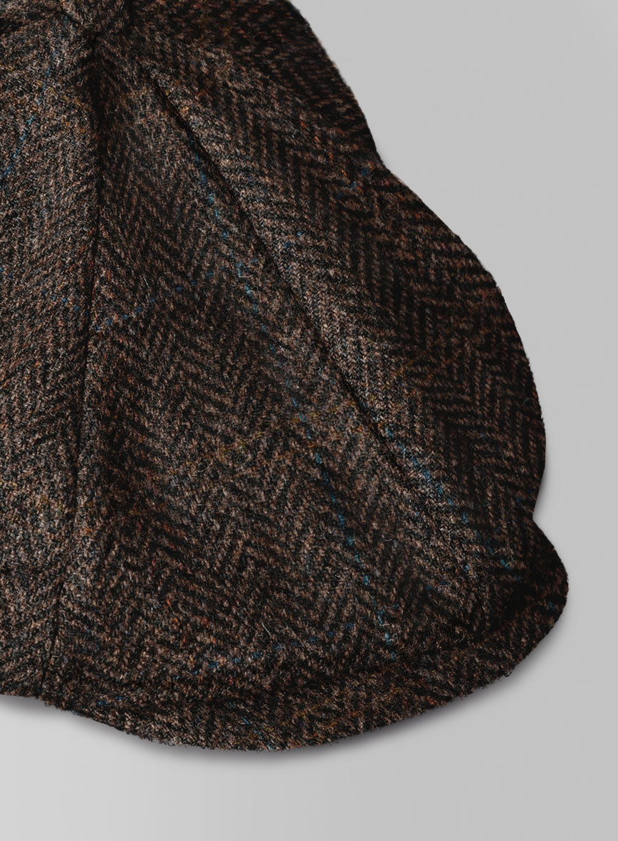 Harris Tweed Country Dark Brown Newsboy Cap - StudioSuits