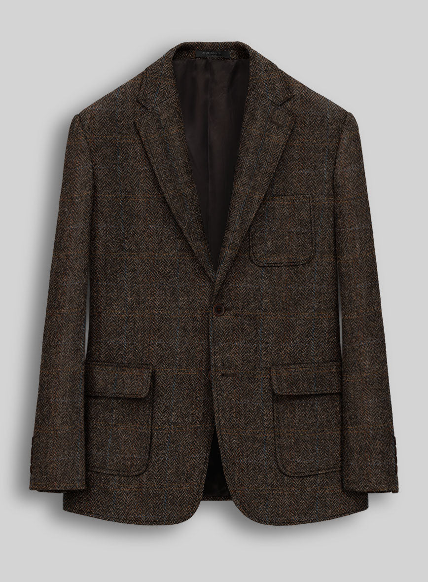 Harris Tweed Country Dark Brown Patch Pocket Jacket - StudioSuits