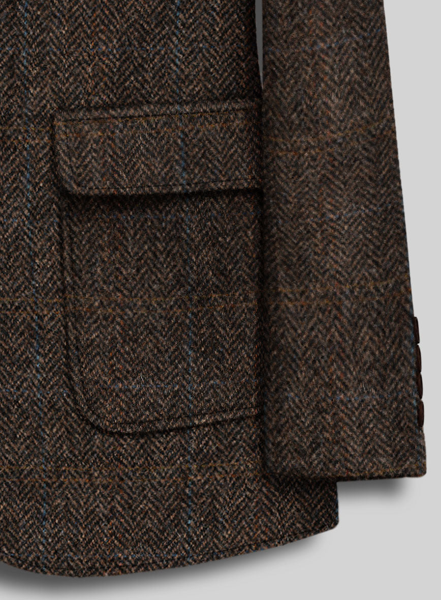 Harris Tweed Country Dark Brown Patch Pocket Jacket - StudioSuits