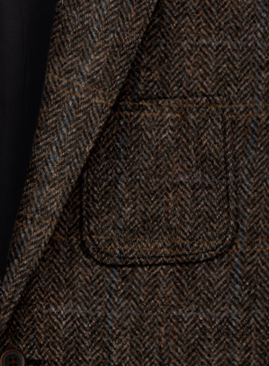 Harris Tweed Country Dark Brown Patch Pocket Jacket - StudioSuits