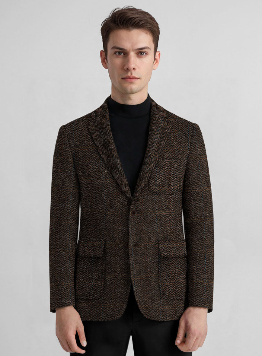 Harris Tweed Country Dark Brown Patch Pocket Jacket - StudioSuits