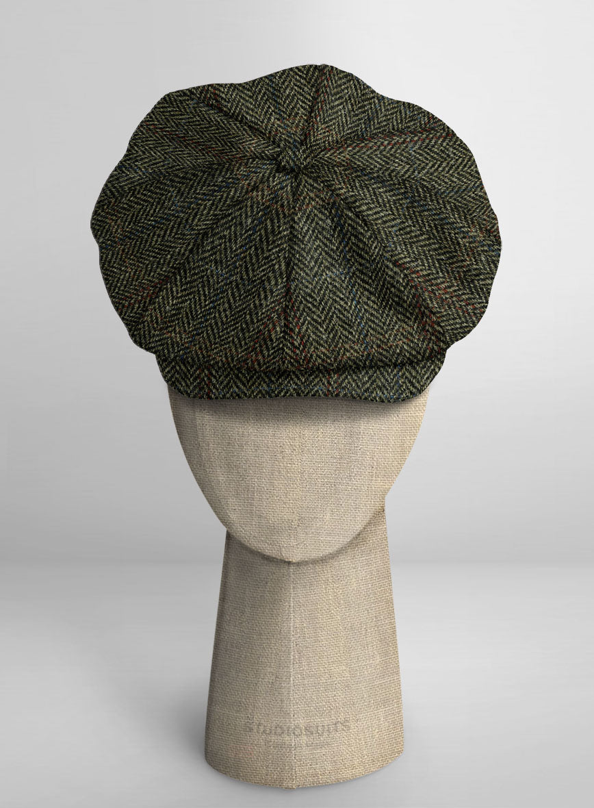 Harris Tweed Country Green Newsboy Cap - StudioSuits