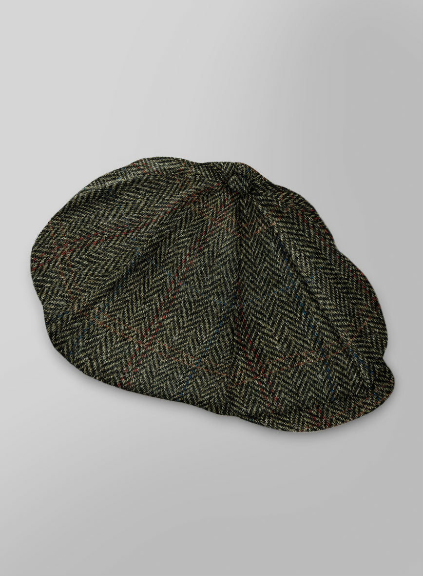 Harris Tweed Country Green Newsboy Cap - StudioSuits