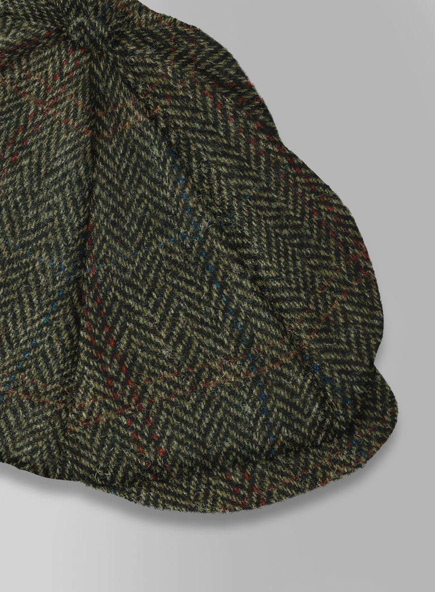 Harris Tweed Country Green Newsboy Cap - StudioSuits