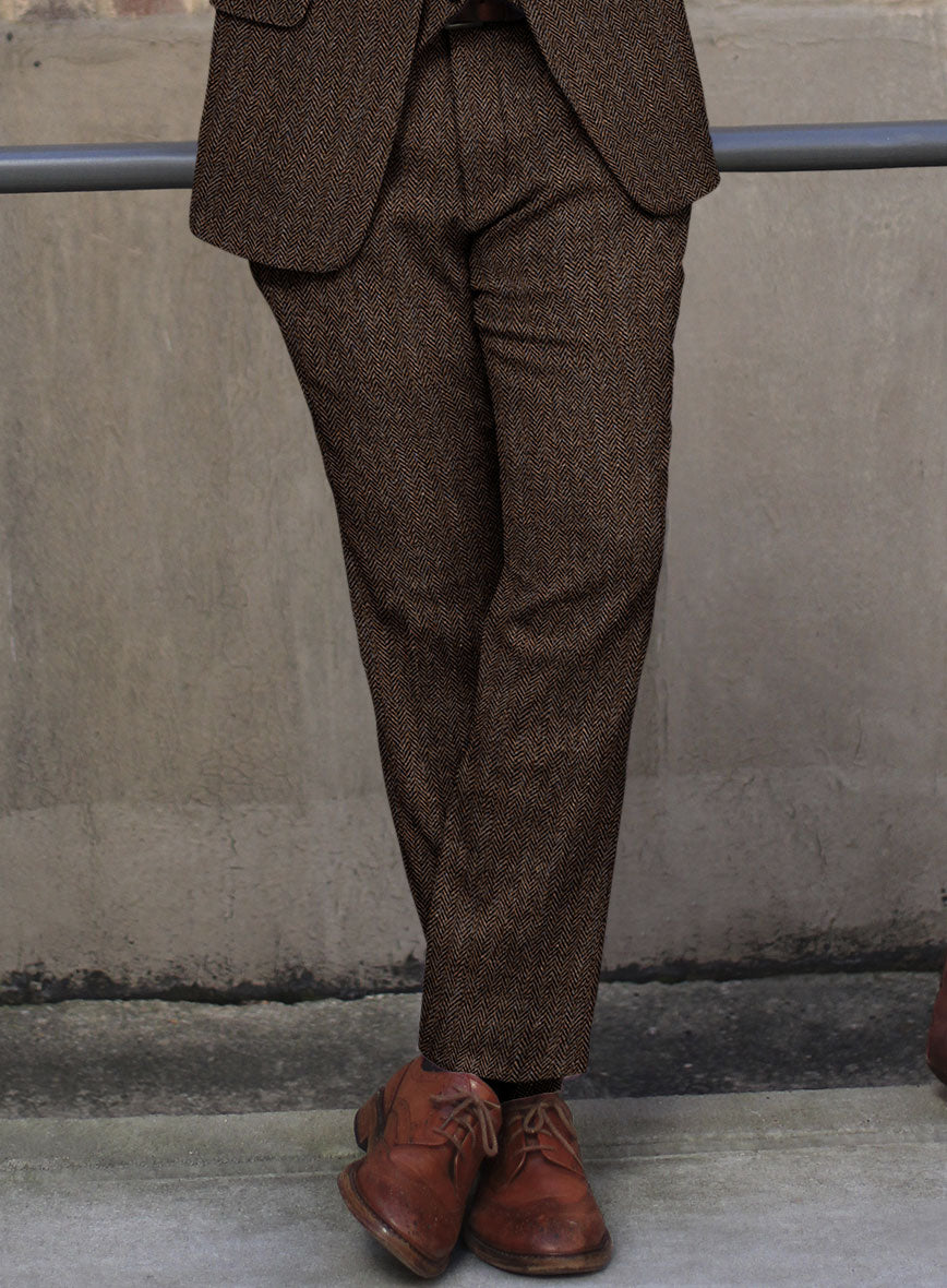 Harris Tweed Dark Brown Herringbone Pants