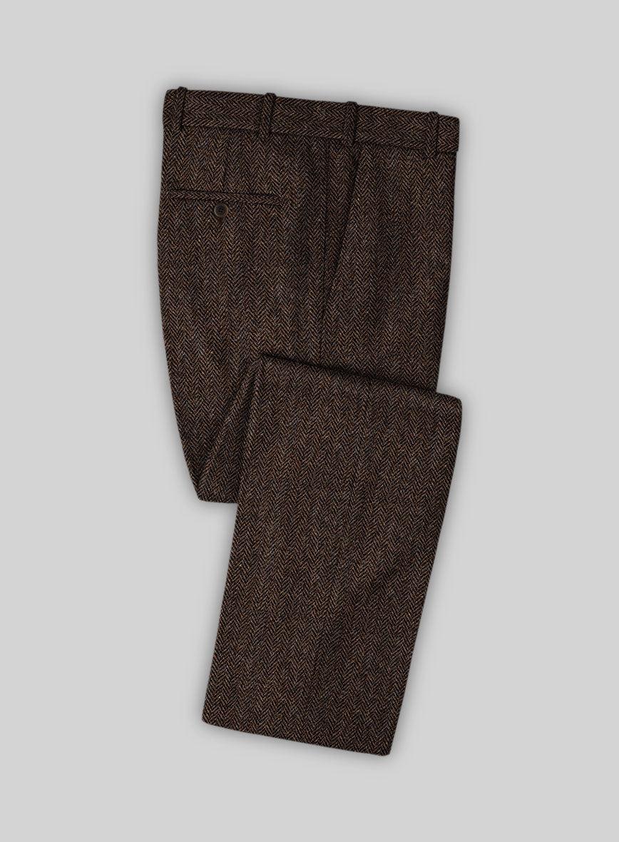 Harris Tweed Dark Brown Herringbone Pants